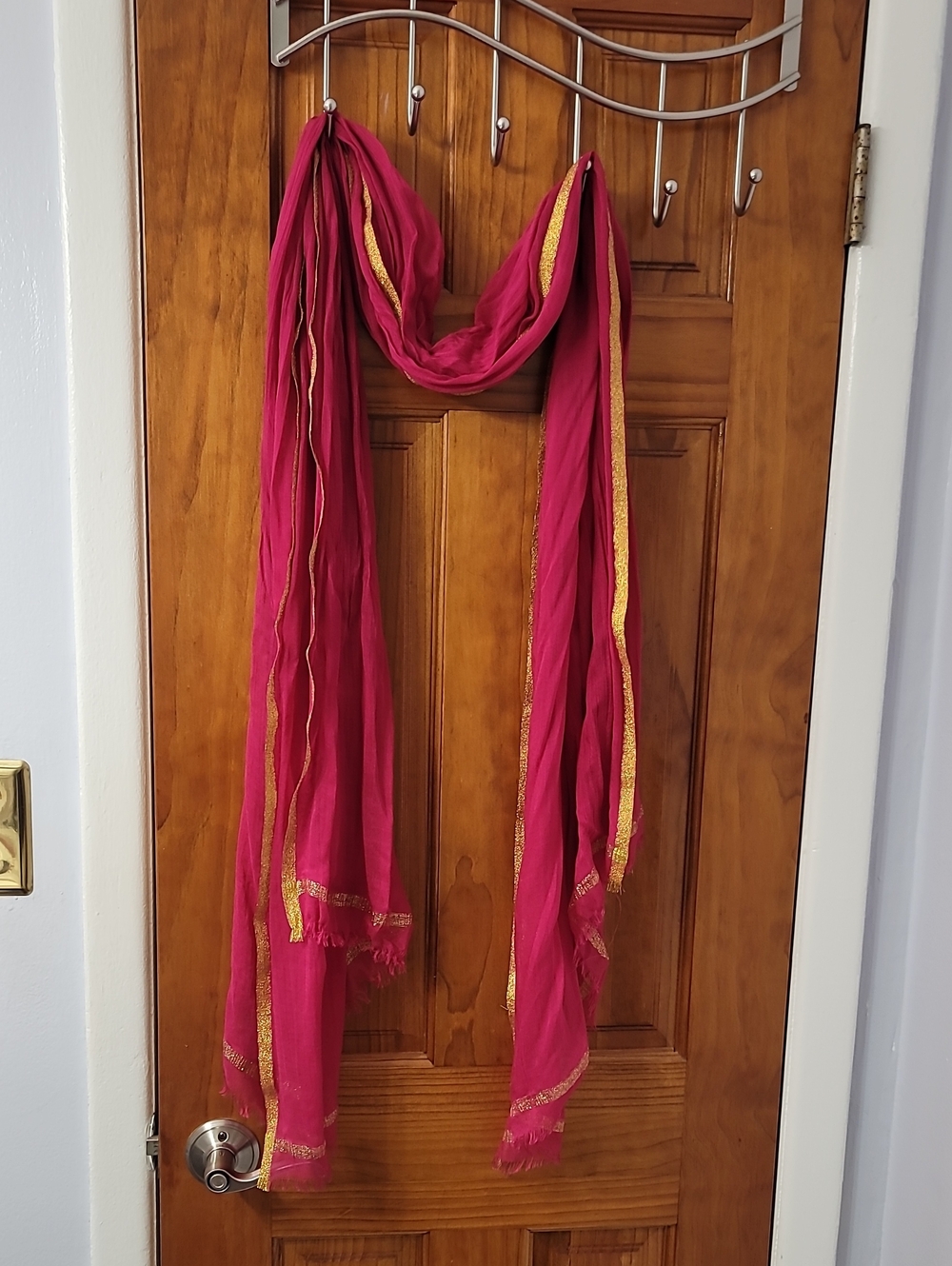 Mark Women’s Fuchsia Scarf with Gold Trim - Brand